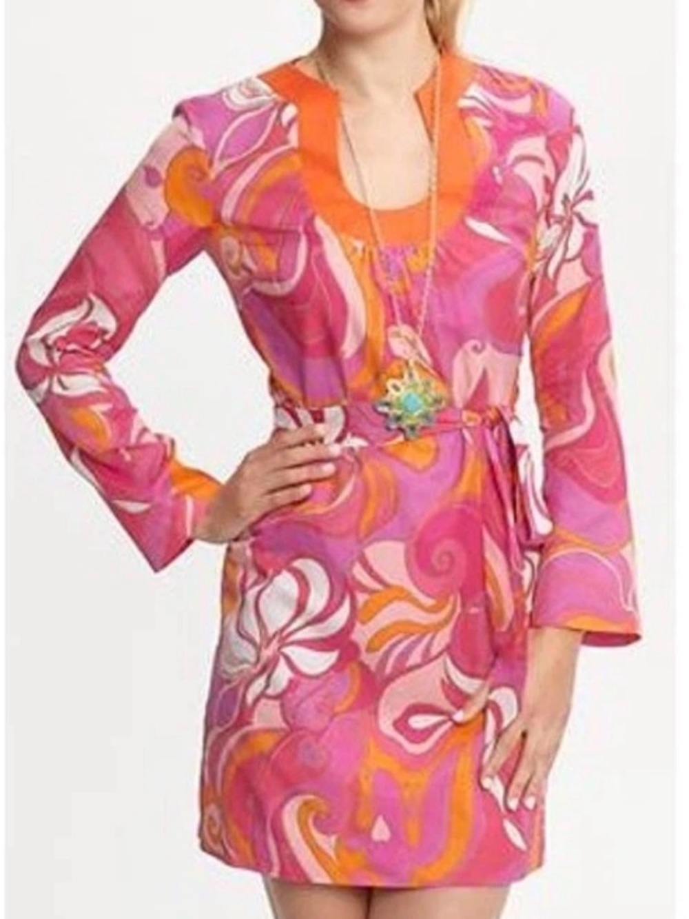 Trina Turk 2012 Banana Republic 60s Psychedelic Dress w/Bell Sleeves Size 8